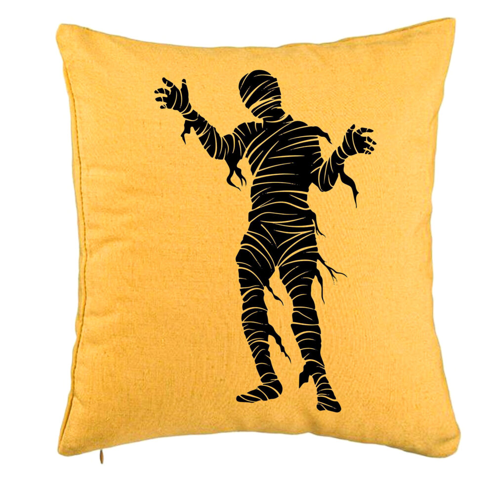 Perna Decorativa cu motiv Mumie de Halloween 2, 40x40 cm, Galben, Husa Detasabila, Burduf 5 Perna Decorativa cu motiv Mumie de Halloween 2