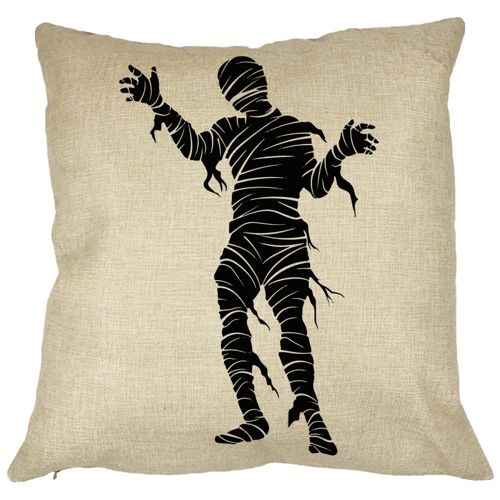 Perna Decorativa cu motiv Mumie de Halloween 2, 40x40 cm, Husa Detasabila, Burduf 13 Perna Decorativa cu motiv Mumie de Halloween 2