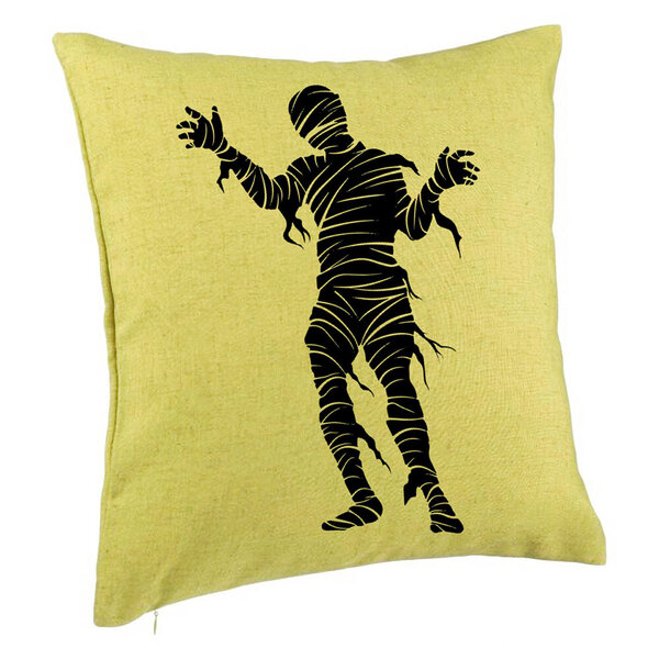 Perna Decorativa cu motiv Mumie de Halloween 2, 40x40 cm, Verde, Husa Detasabila, Burduf 5 Perna Decorativa cu motiv Mumie de Halloween 2
