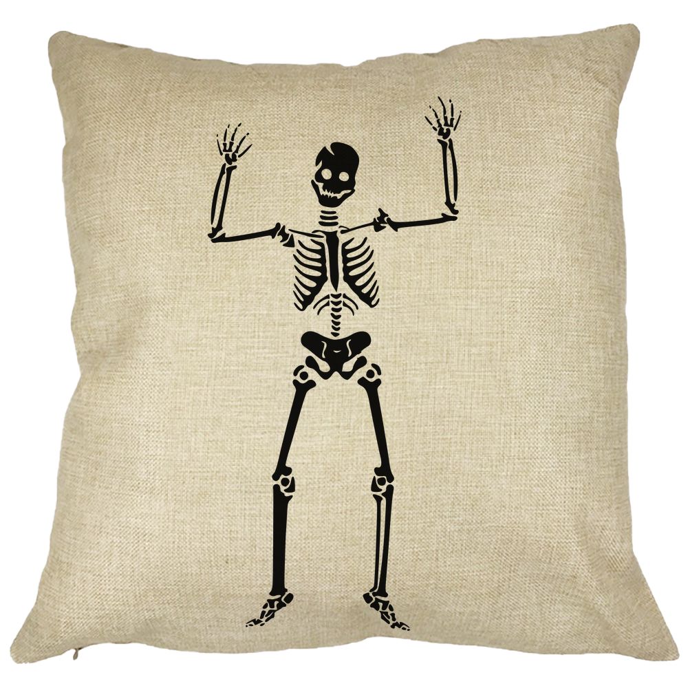 Perna Decorativa cu motiv Sechelet de Halloween 1, 40x40 cm, Husa Detasabila, Burduf 13 Perna Decorativa cu motiv Sechelet de Halloween 1
