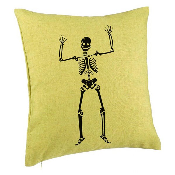 Perna Decorativa cu motiv Sechelet de Halloween 1, 40x40 cm, Verde, Husa Detasabila, Burduf 5 Perna Decorativa cu motiv Sechelet de Halloween 1
