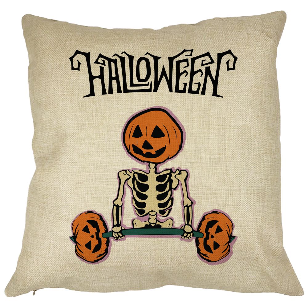 Perna Decorativa cu motiv Sechelet de Halloween 2, 40x40 cm, Husa Detasabila, Burduf 11 Perna Decorativa cu motiv Sechelet de Halloween 2