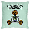 Perna Decorativa cu motiv Sechelet de Halloween 2, 40x40 cm, Verde Menta, Husa Detasabila, Burduf 7 Perna Decorativa cu motiv Sechelet de Halloween 2