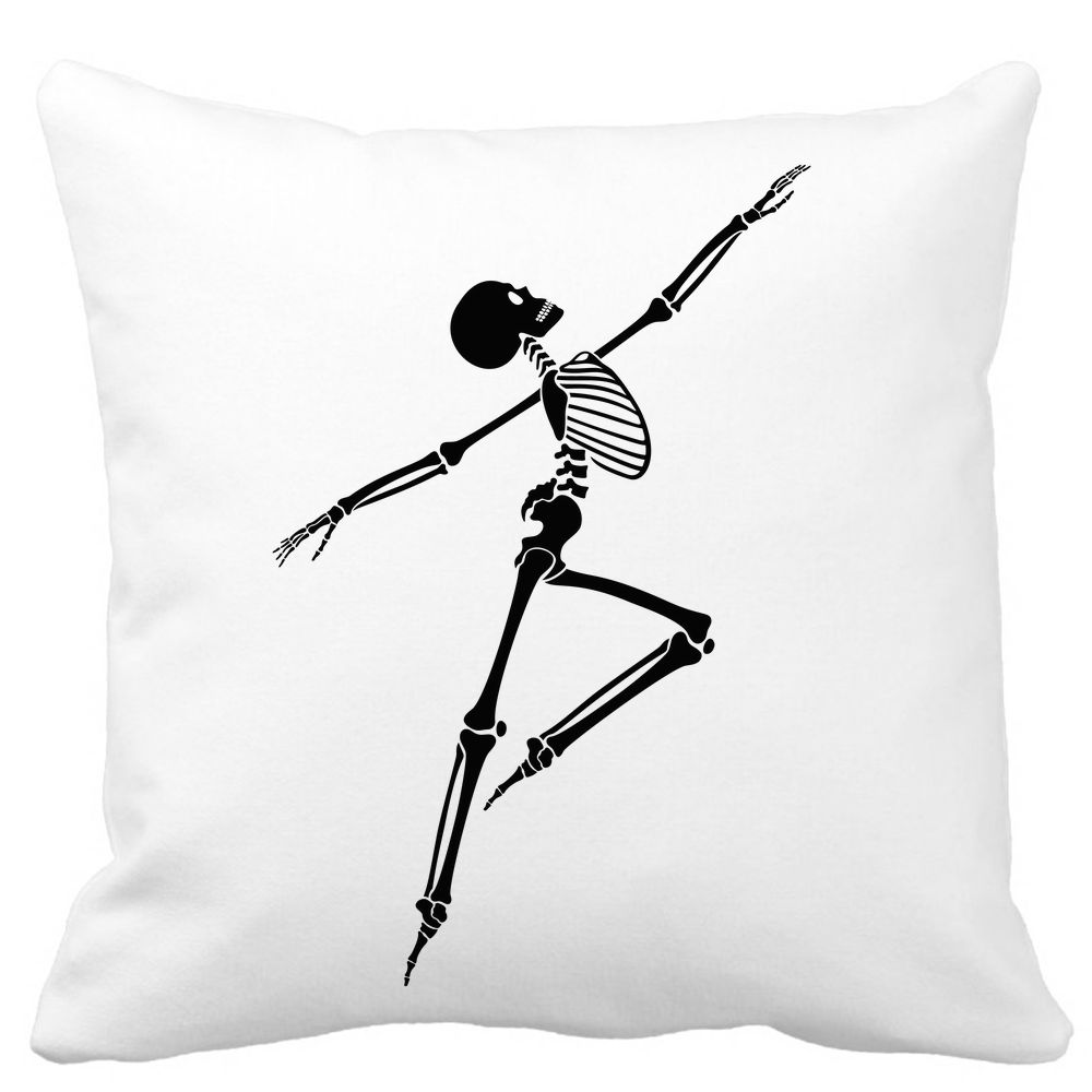 Perna Decorativa cu motiv Sechelet de Halloween 3, 40x40 cm, Alba, Mata, Husa Detasabila, Burduf 11 Perna Decorativa cu motiv Sechelet de Halloween 3