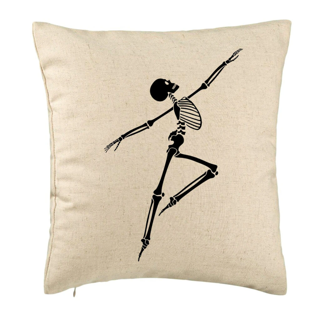 Perna Decorativa cu motiv Sechelet de Halloween 3, 40x40 cm, Bej, Husa Detasabila, Burduf 5 Perna Decorativa cu motiv Sechelet de Halloween 3