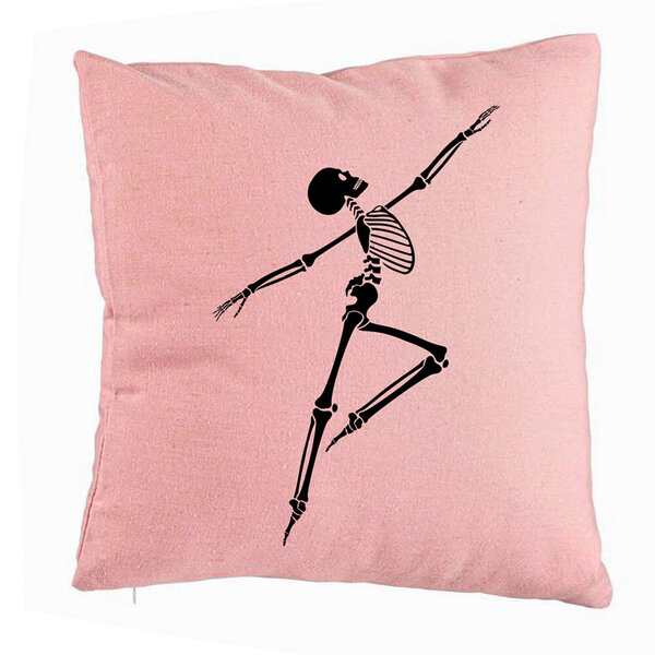 Perna Decorativa cu motiv Sechelet de Halloween 3, 40x40 cm, Roz, Husa Detasabila, Burduf 5 Perna Decorativa cu motiv Sechelet de Halloween 3