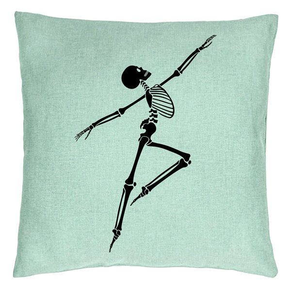 Perna Decorativa cu motiv Sechelet de Halloween 3, 40x40 cm, Verde Menta, Husa Detasabila, Burduf 5 Perna Decorativa cu motiv Sechelet de Halloween 3