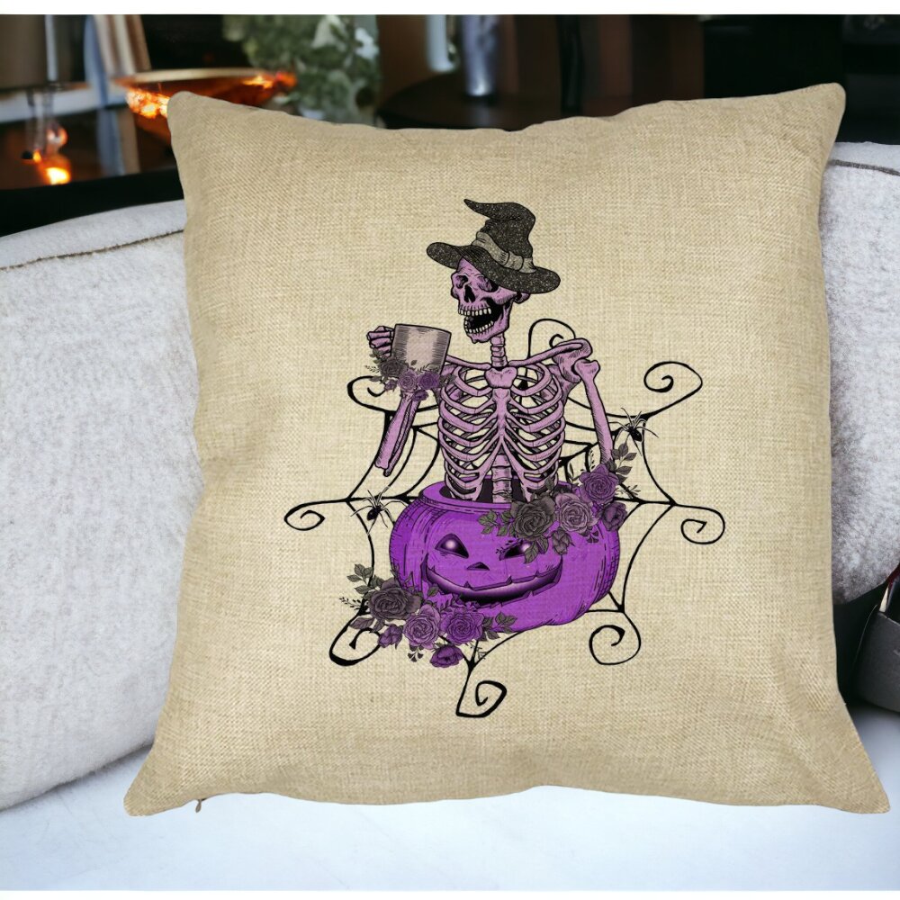 Perna Decorativa cu motiv Sechelet de Halloween 4, 40x40 cm, Husa Detasabila, Burduf 18 Perna Decorativa cu motiv Sechelet de Halloween 4 40x40 cm Husa Detasabila Burduf bsc0552 5