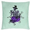 Perna Decorativa cu motiv Sechelet de Halloween 4, 40x40 cm, Verde Menta, Husa Detasabila, Burduf 7 Perna Decorativa cu motiv Sechelet de Halloween 4
