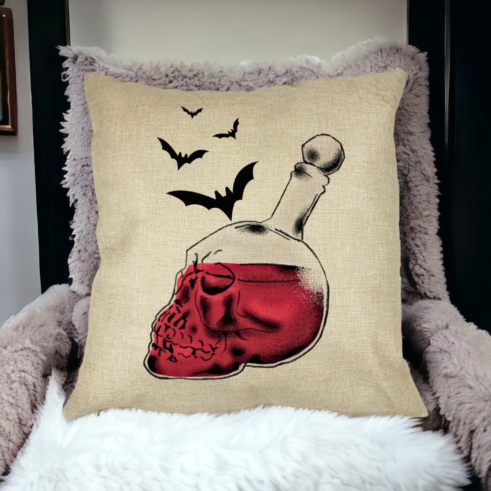 Perna Decorativa cu motiv Sticla Craniu de Halloween 1, 40x40 cm, Husa Detasabila, Burduf 15 Perna Decorativa cu motiv Sticla Craniu de Halloween 1 40x40 cm Husa Detasabila Burduf bsc0524 4