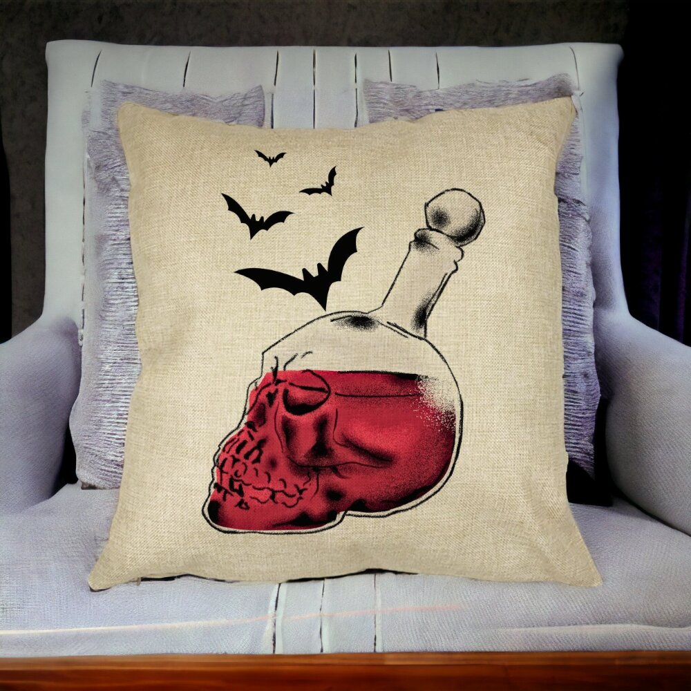 Perna Decorativa cu motiv Sticla Craniu de Halloween 1, 40x40 cm, Husa Detasabila, Burduf 16 Perna Decorativa cu motiv Sticla Craniu de Halloween 1 40x40 cm Husa Detasabila Burduf bsc0524 5