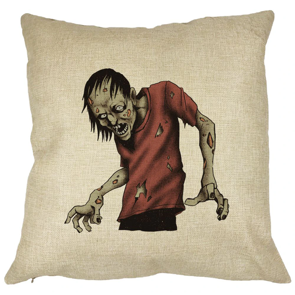 Perna Decorativa cu motiv Zombie de Halloween 1, 40x40 cm, Husa Detasabila, Burduf 13 Perna Decorativa cu motiv Zombie de Halloween 1
