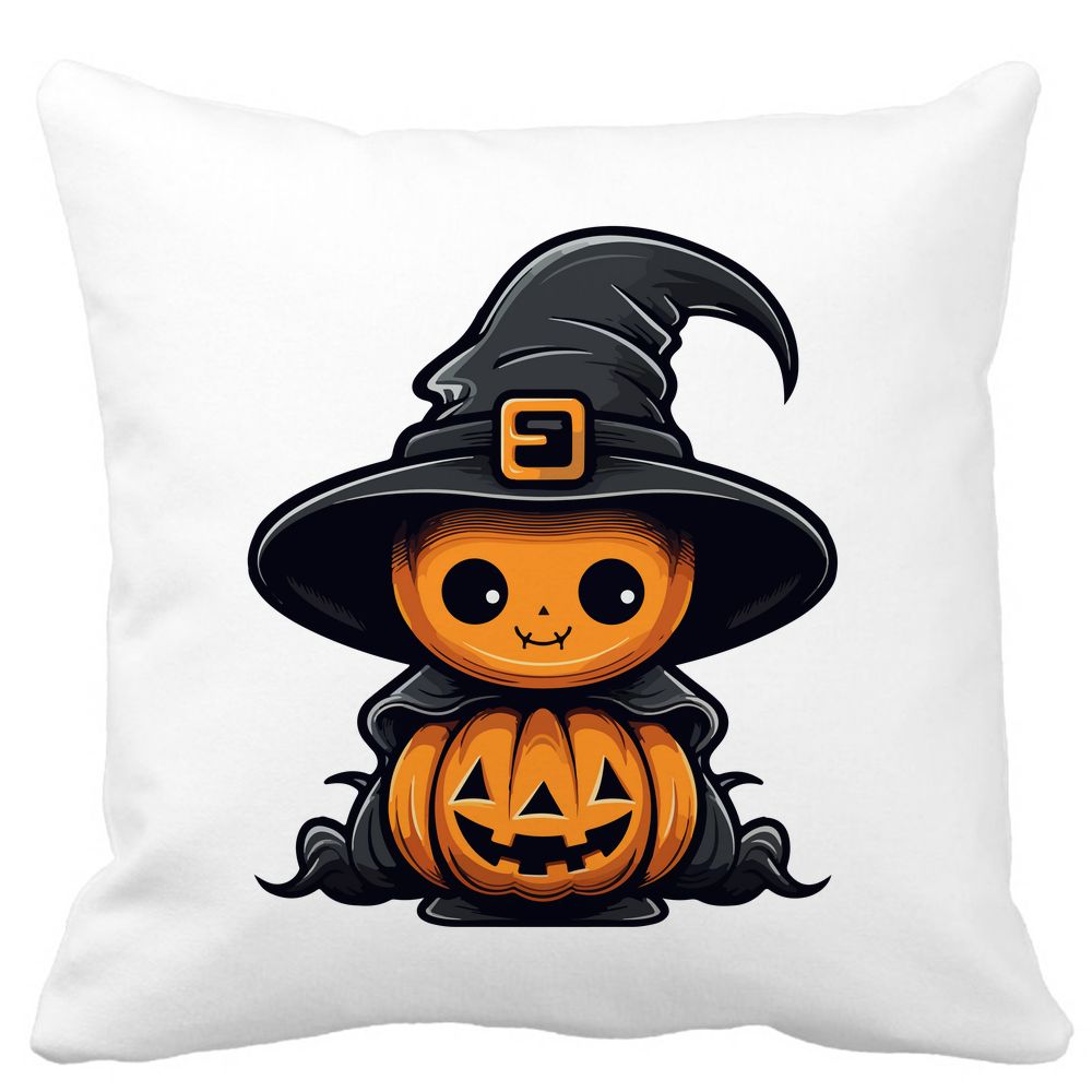 Perna Decorativa cu motiv de Halloween 1, 40x40 cm, Alba, Mata, Husa Detasabila, Burduf 11 Perna Decorativa cu motiv de Halloween 1