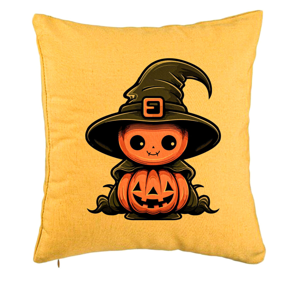 Perna Decorativa cu motiv de Halloween 1, 40x40 cm, Galben, Husa Detasabila, Burduf 5 Perna Decorativa cu motiv de Halloween 1