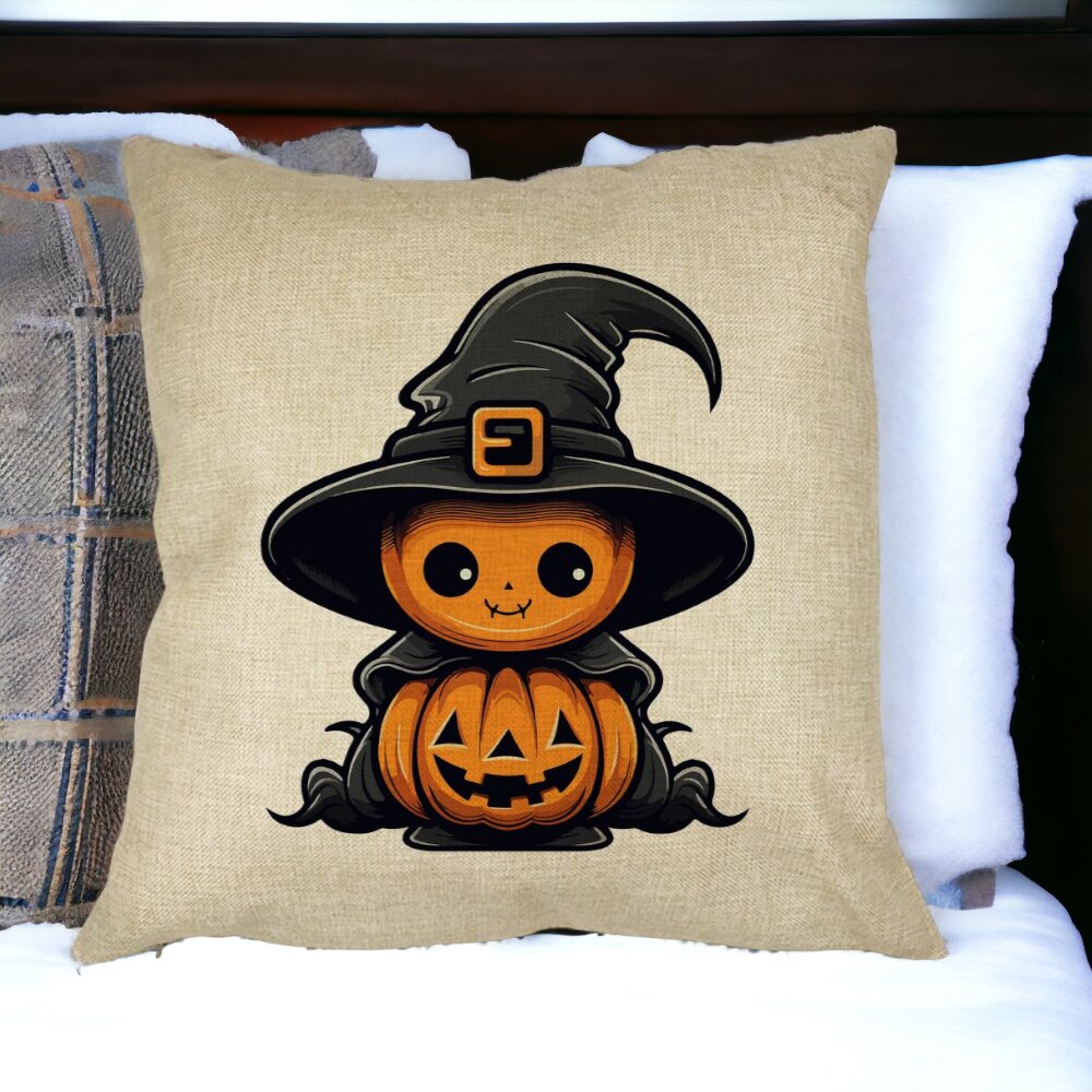 Perna Decorativa cu motiv de Halloween 1, 40x40 cm, Husa Detasabila, Burduf 14 Burduf
