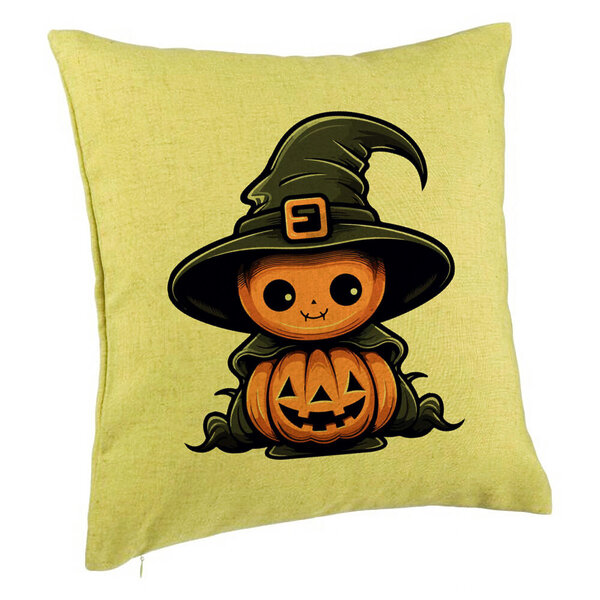 Perna Decorativa cu motiv de Halloween 1, 40x40 cm, Verde, Husa Detasabila, Burduf 5 Perna Decorativa cu motiv de Halloween 1