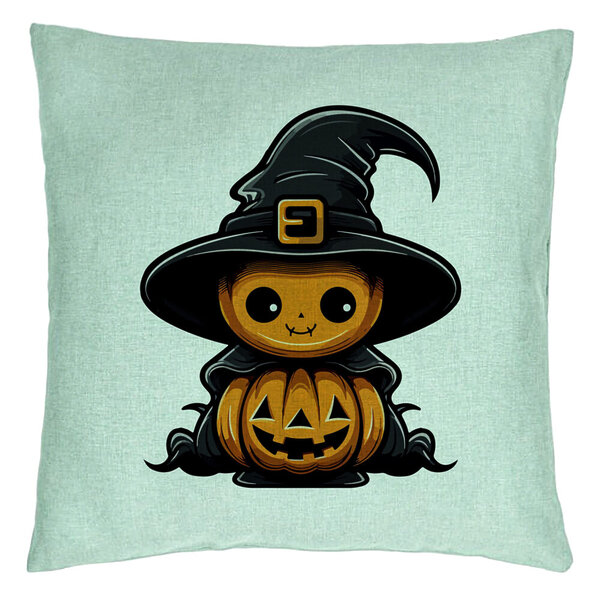 Perna Decorativa cu motiv de Halloween 1, 40x40 cm, Verde Menta, Husa Detasabila, Burduf 5 Perna Decorativa cu motiv de Halloween 1