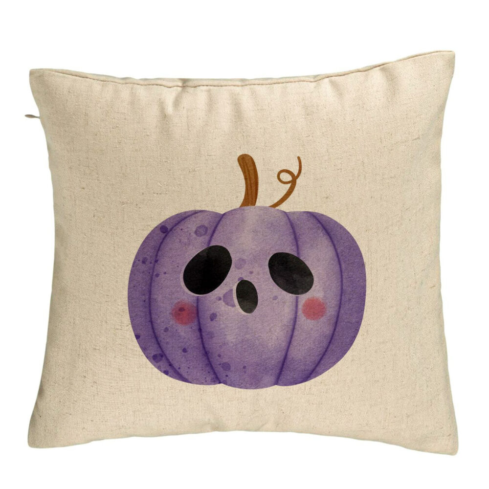 Perna Decorativa cu motiv de Halloween 10, 40x40 cm, Bej, Husa Detasabila, Burduf 5 Perna Decorativa cu motiv de Halloween 10