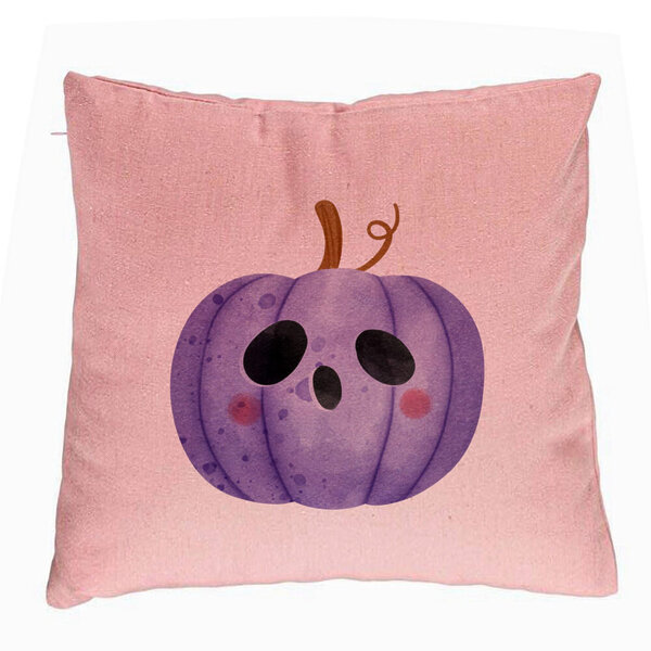 Perna Decorativa cu motiv de Halloween 10, 40x40 cm, Roz, Husa Detasabila, Burduf 5 Perna Decorativa cu motiv de Halloween 10