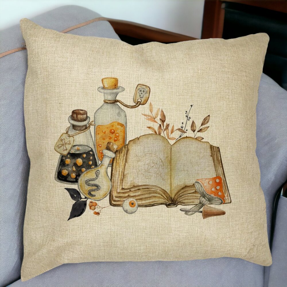 Perna Decorativa cu motiv de Halloween 11, 40x40 cm, Husa Detasabila, Burduf 16 Burduf