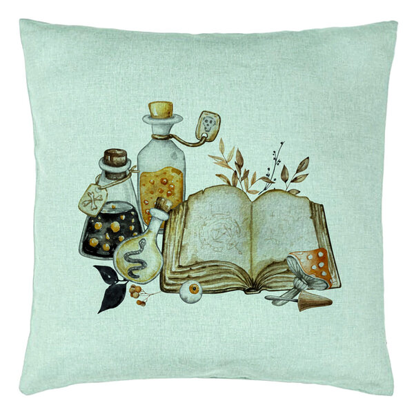 Perna Decorativa cu motiv de Halloween 11, 40x40 cm, Verde Menta, Husa Detasabila, Burduf 5 Perna Decorativa cu motiv de Halloween 11
