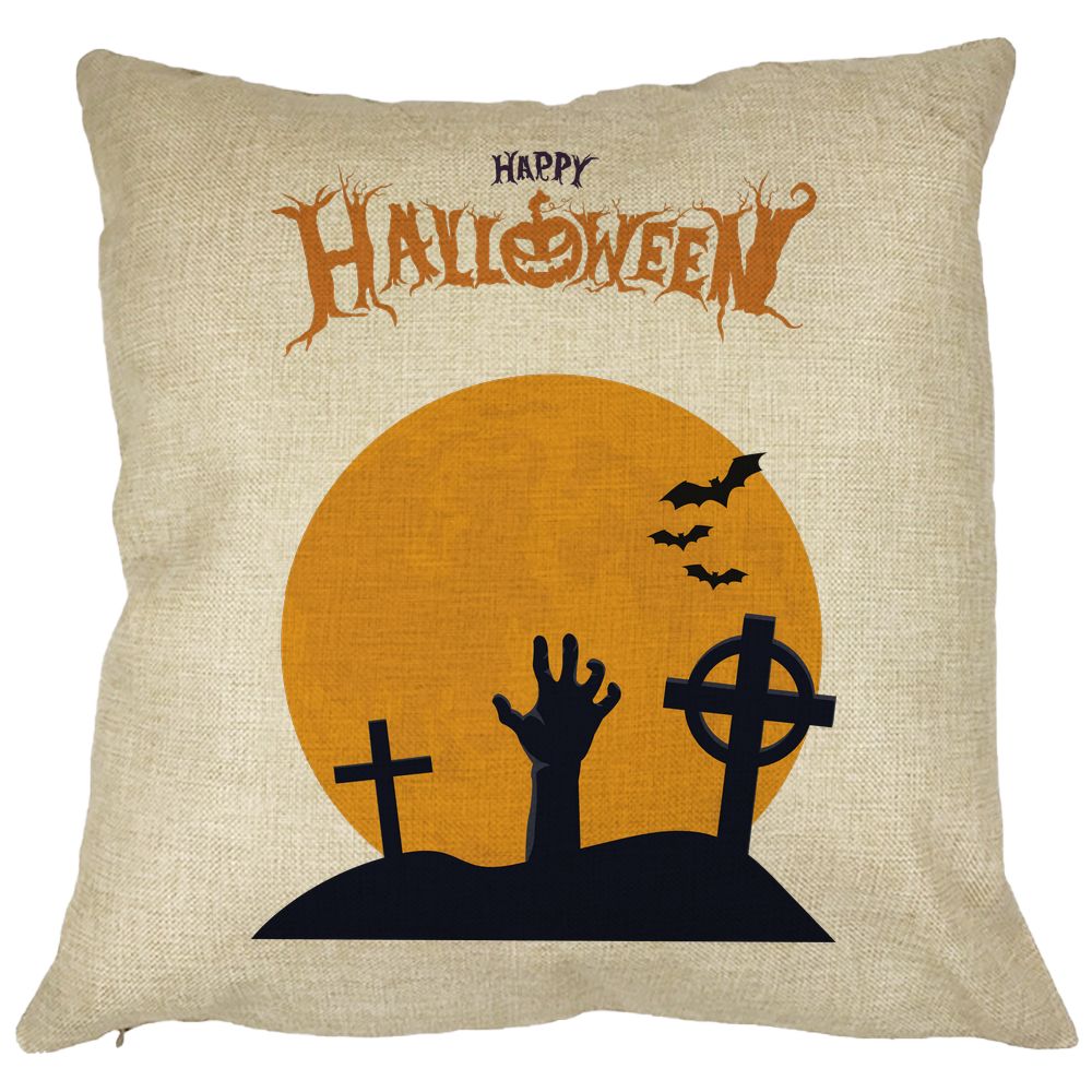 Perna Decorativa cu motiv de Halloween 2, 40x40 cm, Husa Detasabila, Burduf 13 Perna Decorativa cu motiv de Halloween 2