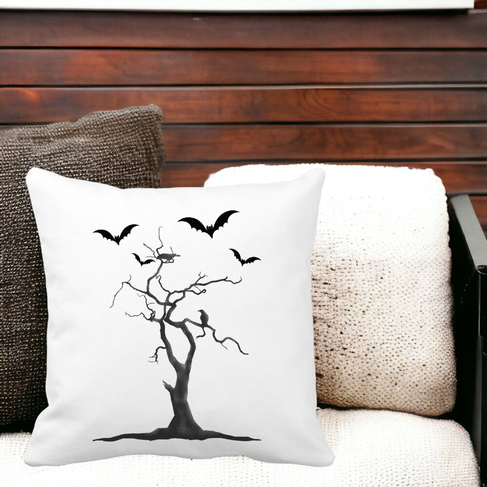 Perna Decorativa cu motiv de Halloween 3, 40x40 cm, Alba, Mata, Husa Detasabila, Burduf 15 Husa Detasabila
