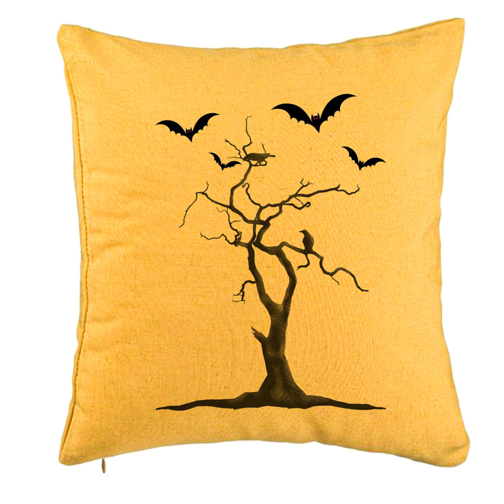 Perna Decorativa cu motiv de Halloween 3, 40x40 cm, Galben, Husa Detasabila, Burduf 5 Perna Decorativa cu motiv de Halloween 3
