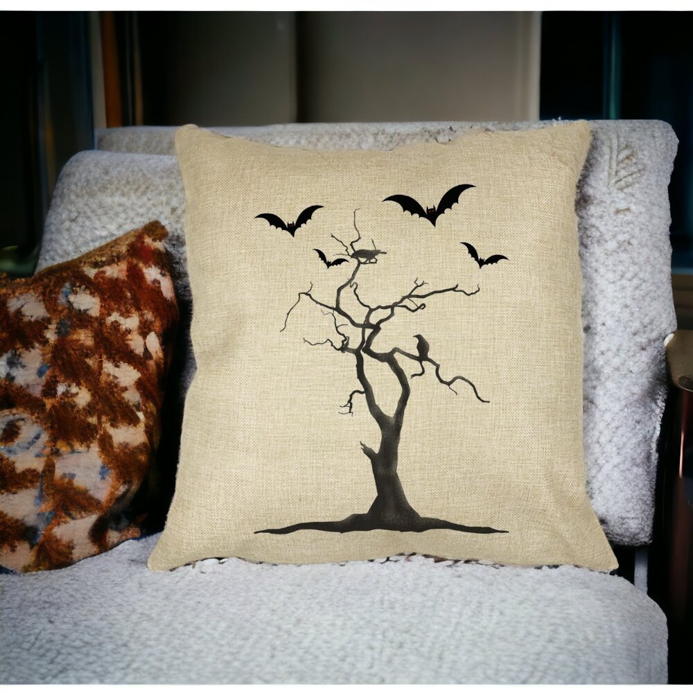 Perna Decorativa cu motiv de Halloween 3, 40x40 cm, Husa Detasabila, Burduf 14 Burduf