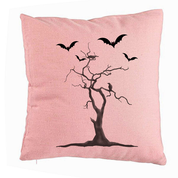 Perna Decorativa cu motiv de Halloween 3, 40x40 cm, Roz, Husa Detasabila, Burduf 5 Perna Decorativa cu motiv de Halloween 3