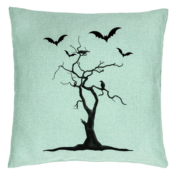 Perna Decorativa cu motiv de Halloween 3, 40x40 cm, Verde Menta, Husa Detasabila, Burduf 5 Perna Decorativa cu motiv de Halloween 3