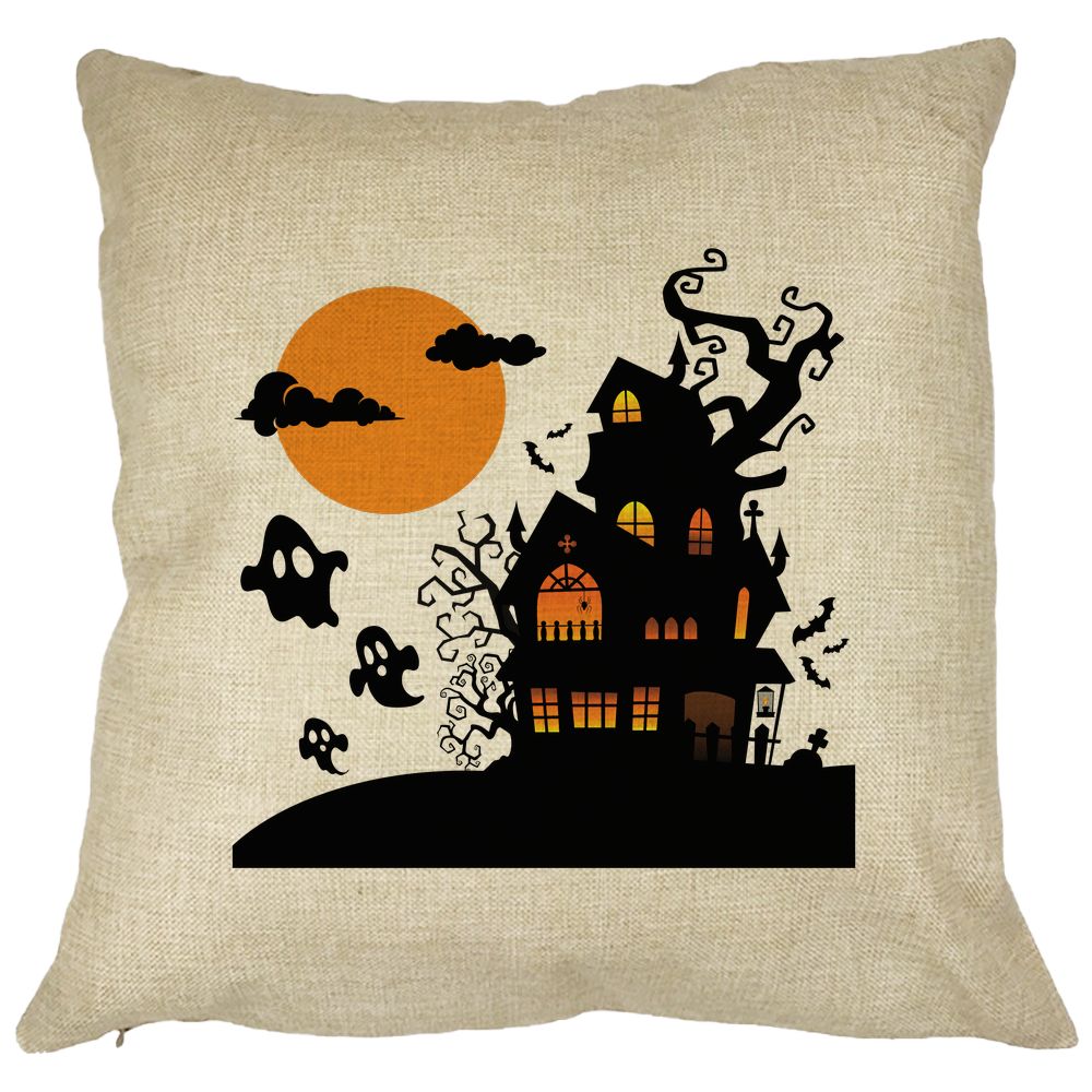 Perna Decorativa cu motiv de Halloween 4, 40x40 cm, Husa Detasabila, Burduf 23 Perna Decorativa cu motiv de Halloween 4