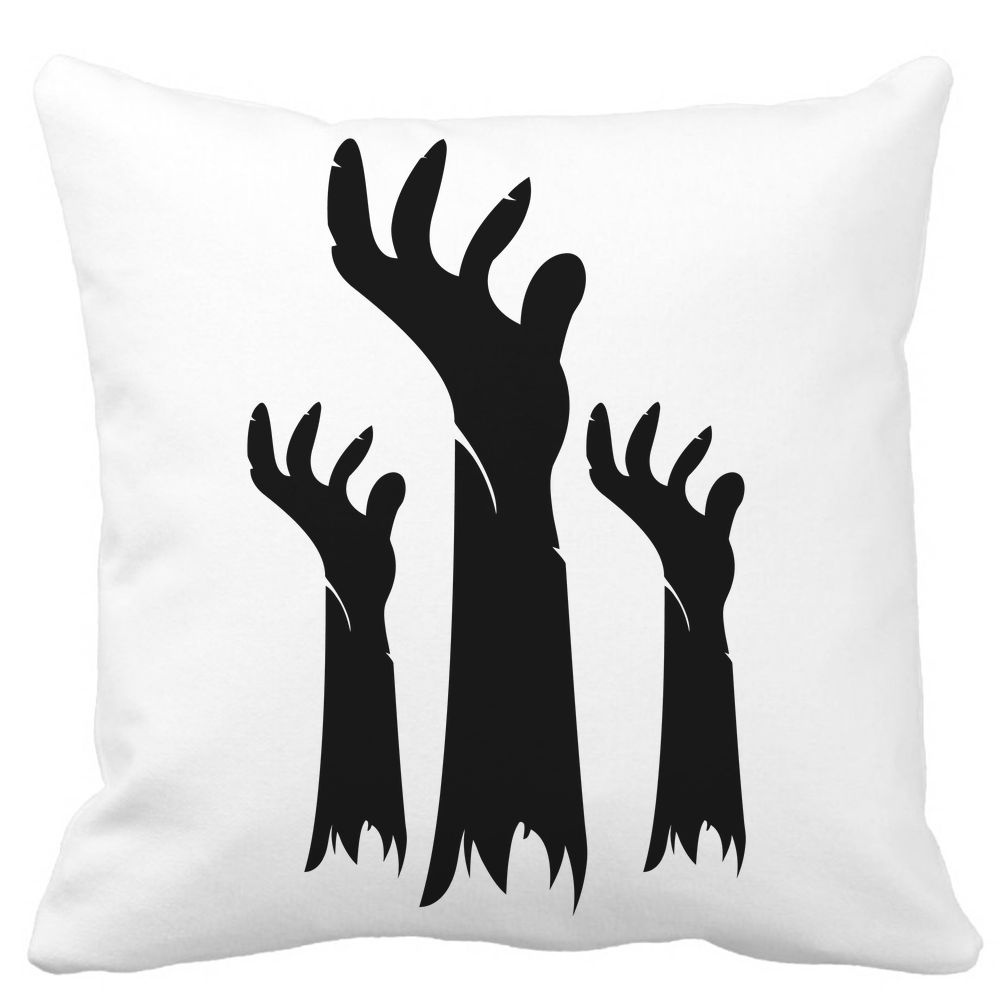 Perna Decorativa cu motiv de Halloween 5, 40x40 cm, Alba, Mata, Husa Detasabila, Burduf 15 Perna Decorativa cu motiv de Halloween 5