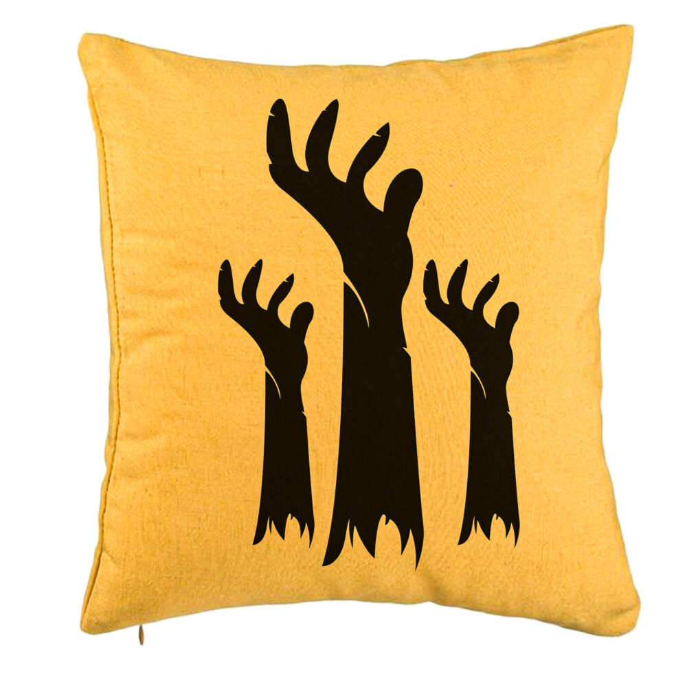 Perna Decorativa cu motiv de Halloween 5, 40x40 cm, Galben, Husa Detasabila, Burduf 5 Perna Decorativa cu motiv de Halloween 5