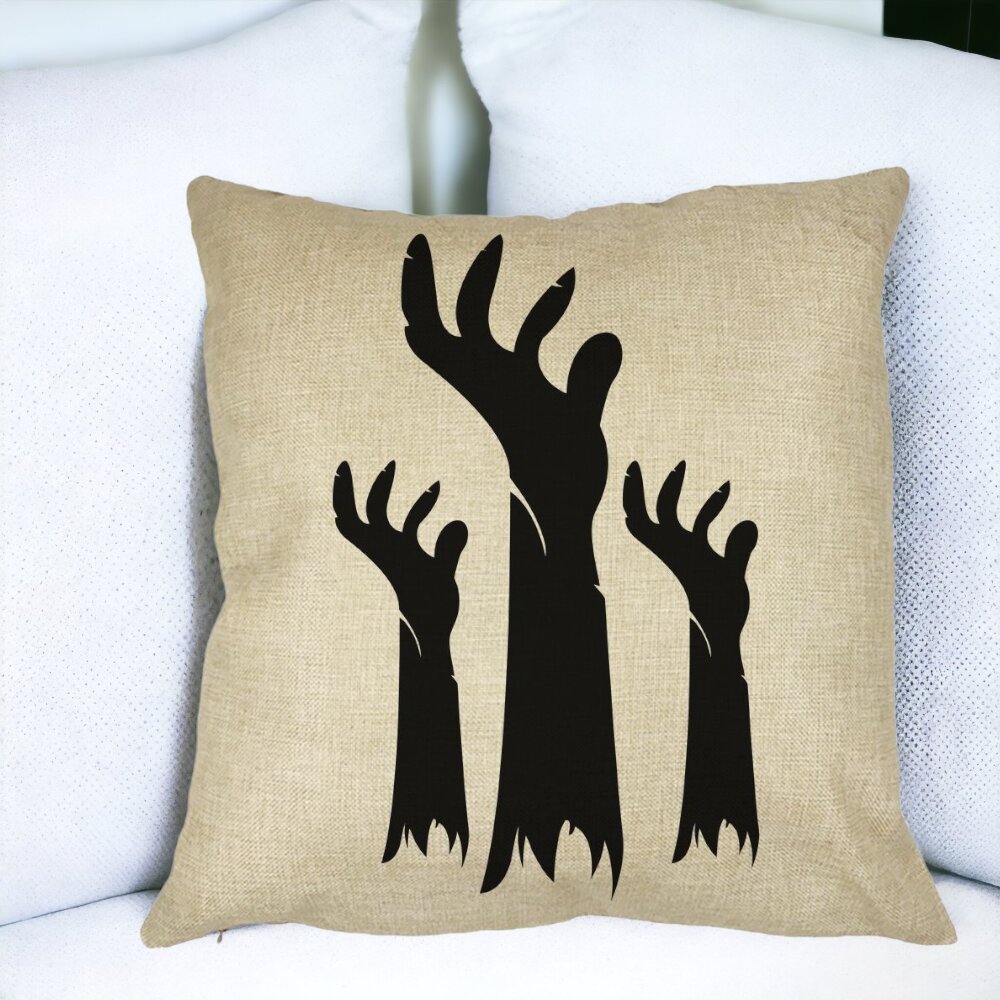 Perna Decorativa cu motiv de Halloween 5, 40x40 cm, Husa Detasabila, Burduf 14 Burduf