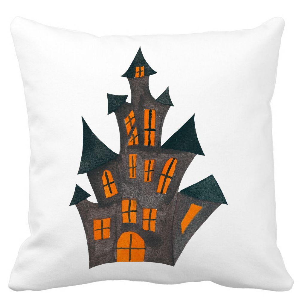 Perna Decorativa cu motiv de Halloween 6, 40x40 cm, Alba, Mata, Husa Detasabila, Burduf 11 Perna Decorativa cu motiv de Halloween 6