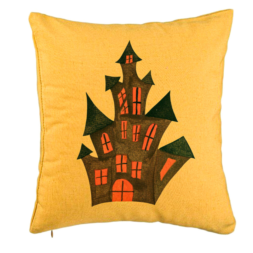 Perna Decorativa cu motiv de Halloween 6, 40x40 cm, Galben, Husa Detasabila, Burduf 5 Perna Decorativa cu motiv de Halloween 6