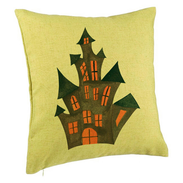 Perna Decorativa cu motiv de Halloween 6, 40x40 cm, Verde, Husa Detasabila, Burduf 5 Perna Decorativa cu motiv de Halloween 6