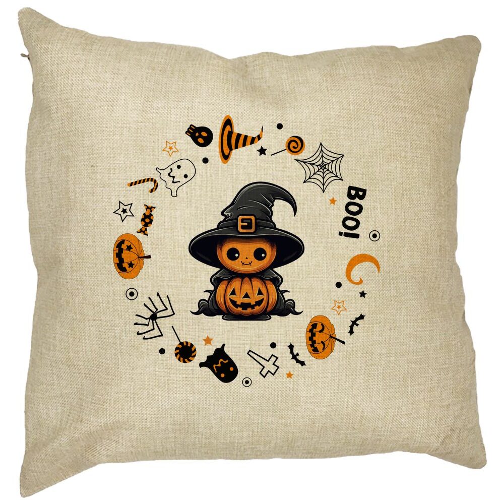 Perna Decorativa cu motiv de Halloween 7, 40x40 cm, Husa Detasabila, Burduf 13 Perna Decorativa cu motiv de Halloween 7