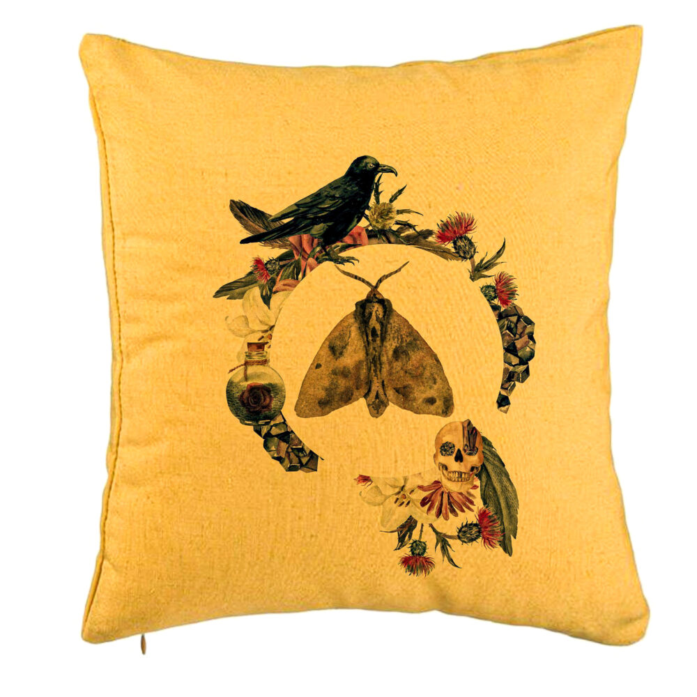 Perna Decorativa cu motiv de Halloween 8, 40x40 cm, Galben, Husa Detasabila, Burduf 5 Perna Decorativa cu motiv de Halloween 8