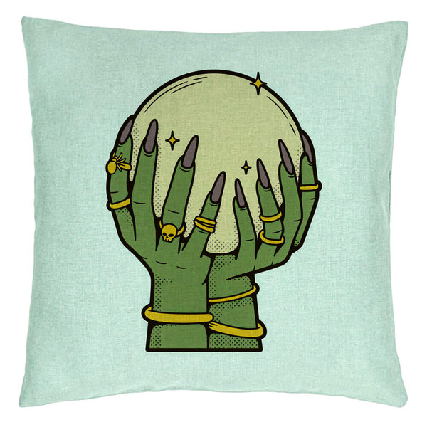 Perna Decorativa cu motiv de Halloween 9, 40x40 cm, Verde Menta, Husa Detasabila, Burduf 5 Perna Decorativa cu motiv de Halloween 9