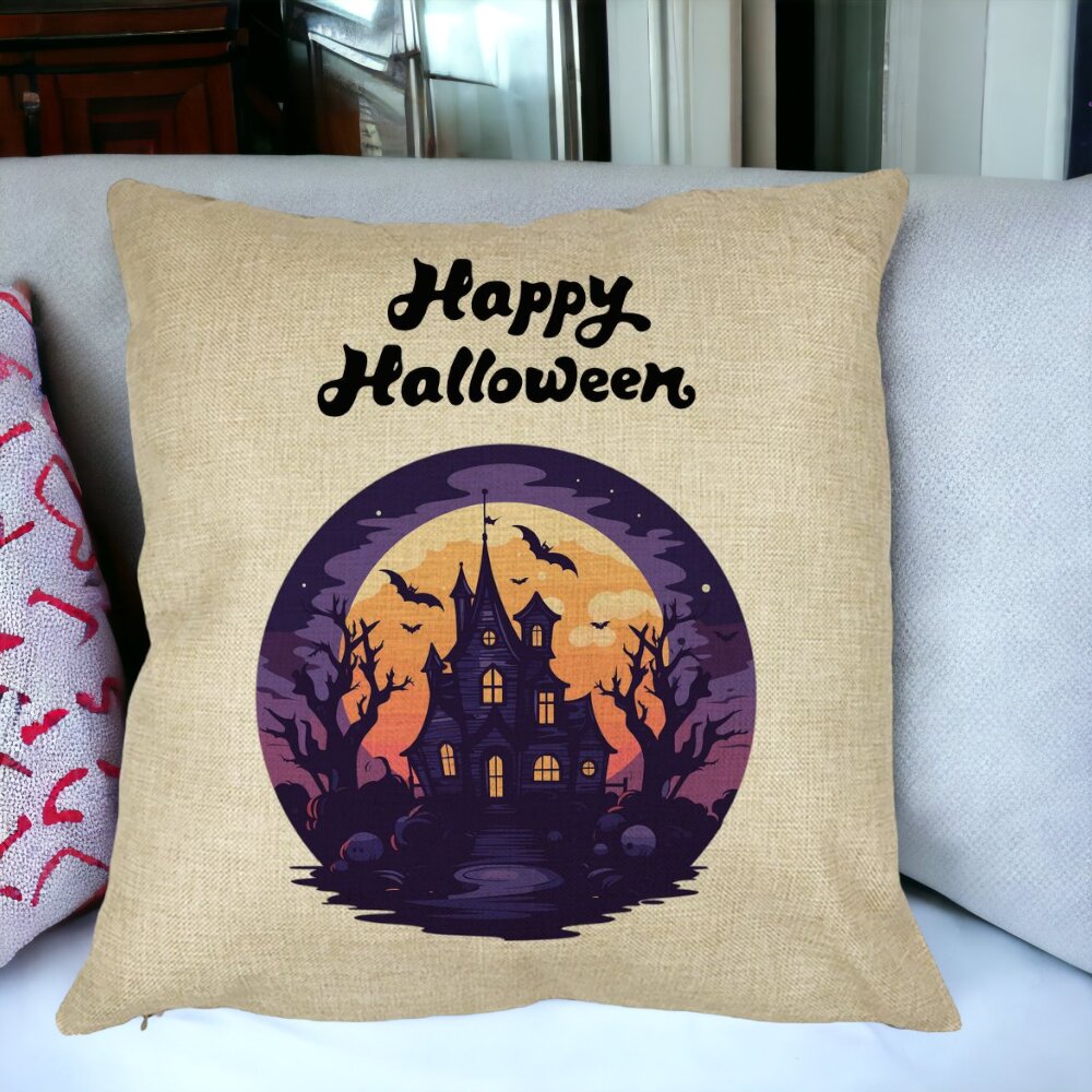 Perna Decorativa cu motiv de Halloween si Text, 40x40 cm, Husa Detasabila, Burduf 15 Perna Decorativa cu motiv de Halloween si Text 40x40 cm Husa Detasabila Burduf bsc0527 4