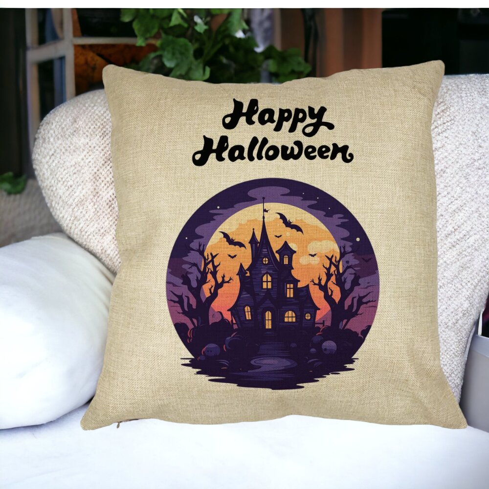 Perna Decorativa cu motiv de Halloween si Text, 40x40 cm, Husa Detasabila, Burduf 16 Perna Decorativa cu motiv de Halloween si Text 40x40 cm Husa Detasabila Burduf bsc0527 5