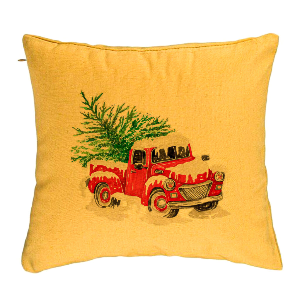 Perna Decorativa cu tematica de Craciun, 1, 40x40 cm, Galben, Husa Detasabila, Burduf 5 Perna Decorativa cu tematica de Craciun