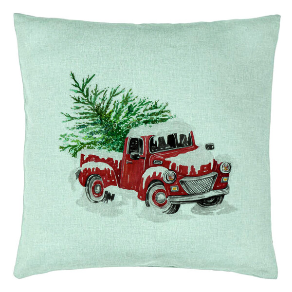 Perna Decorativa cu tematica de Craciun, 1, 40x40 cm, Verde Menta, Husa Detasabila, Burduf 15 Perna Decorativa cu tematica de Craciun