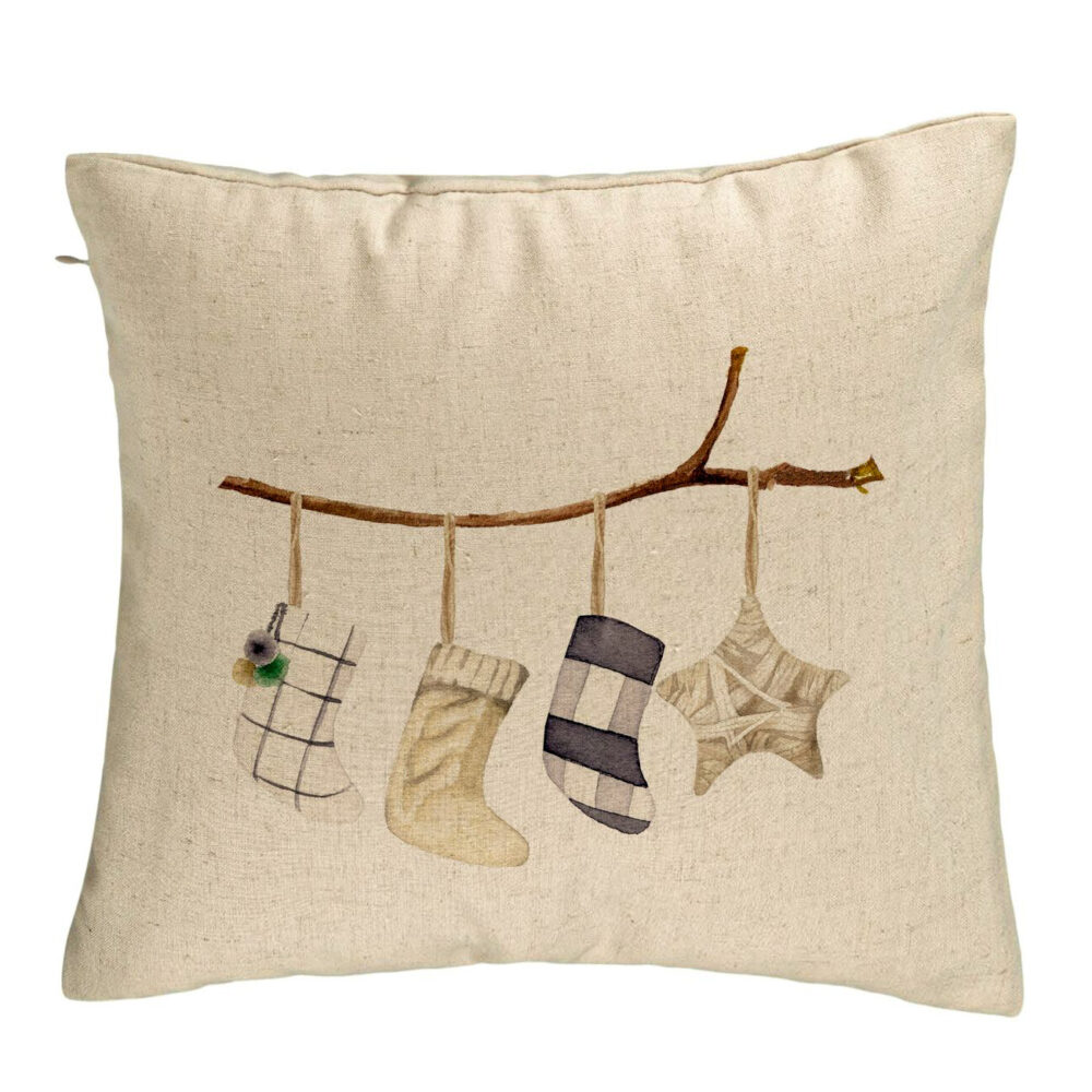Perna Decorativa cu tematica de Craciun, 10, 40x40 cm, Bej, Husa Detasabila, Burduf 5 Perna Decorativa cu tematica de Craciun