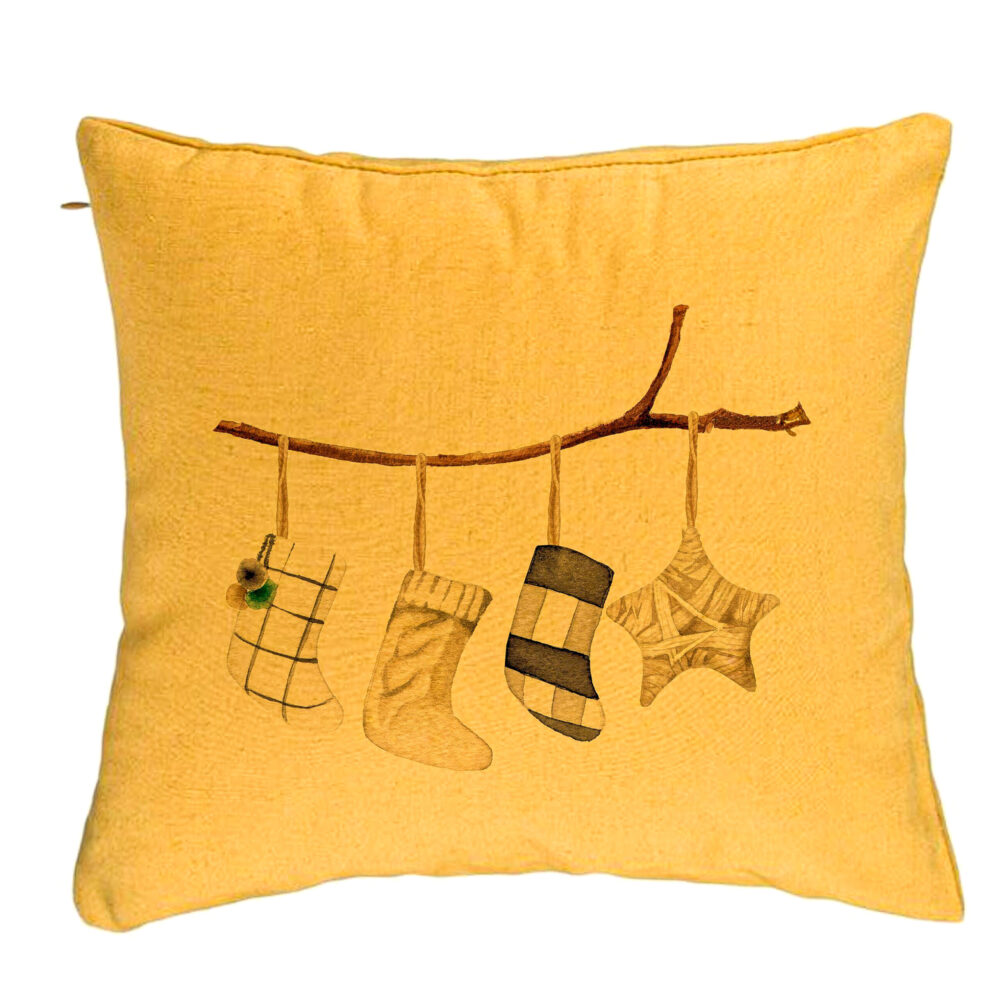 Perna Decorativa cu tematica de Craciun, 10, 40x40 cm, Galben, Husa Detasabila, Burduf 5 Perna Decorativa cu tematica de Craciun