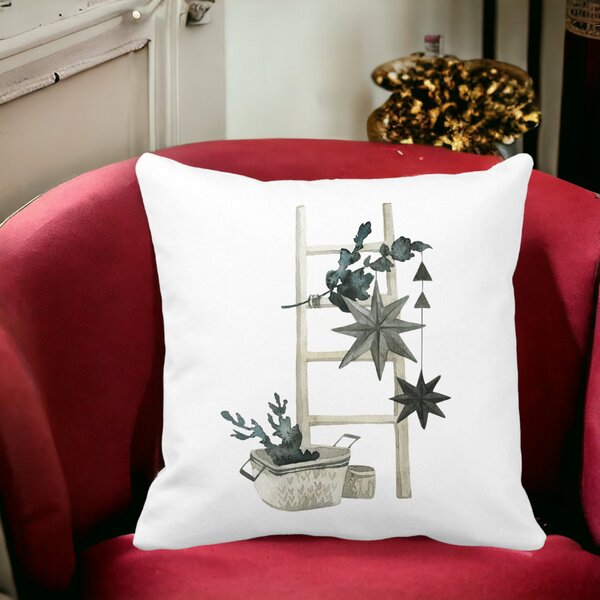 Perna Decorativa cu tematica de Craciun, 12, 40x40 cm, Alba, Mata, Husa Detasabila, Burduf 13 40x40 cm