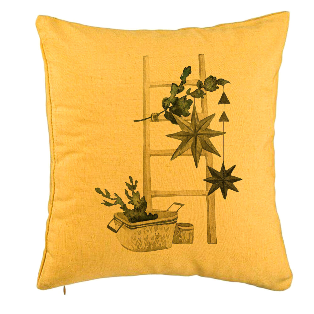 Perna Decorativa cu tematica de Craciun, 12, 40x40 cm, Galben, Husa Detasabila, Burduf 5 Perna Decorativa cu tematica de Craciun
