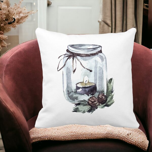 Perna Decorativa cu tematica de Craciun, 13, 40x40 cm, Alba, Mata, Husa Detasabila, Burduf 12 13